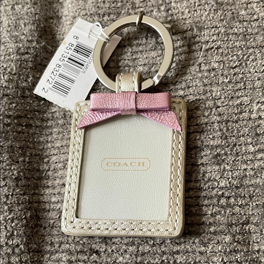 Coach Cream and Pink Leather Key Holder